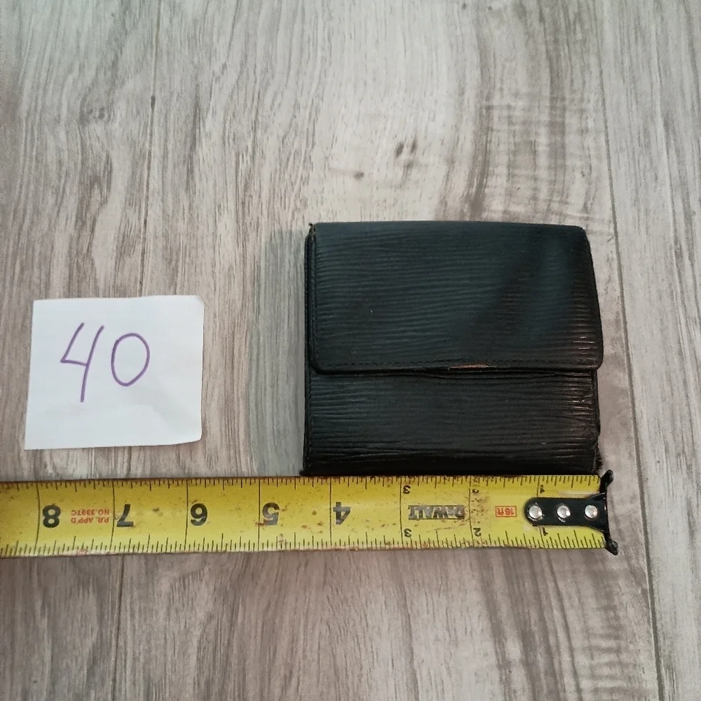 LOUIS VUITTON Epi Leather BLACK Buttoned Trifold Wallet